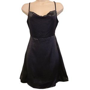 Wild Fable Womens Sleeveless A Line Satin Mini Dress Black Size L Adjustable